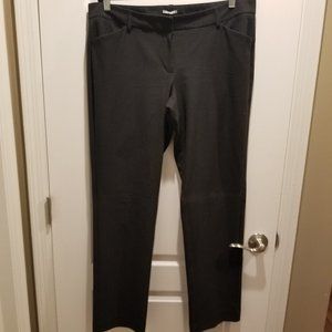 Express Black Straight Leg Editor Pants with Blue Dots in Size 14L